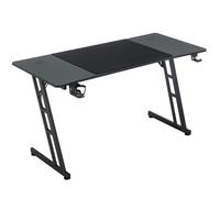NAIZY Table de gaming ergonomique en panneau de fibre de carbone avec trou pour câble et LED - 140 x 60 cm - Noir