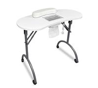 NAIZY Table de Manucure Pliante avec Aspiration, Accoudoirs, Tiroirs et Sac de Transport Portable pour Studio - 90 x 37 x 77 cm, Blanc
