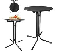 NAIZY Table haute pliante Table haute de bistrot Ø 80cm ronde Indoor Outdoor Table de jardin Table de fête pour événements, bars, clubs ou restaurants(Noir)
