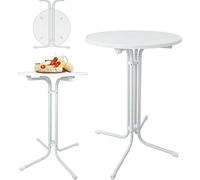 NAIZY Table haute pliante Table haute de bistrot Ø 80cm ronde Indoor Outdoor Table de jardin Table de fête pour événements, bars, clubs ou restaurants(Blanc)
