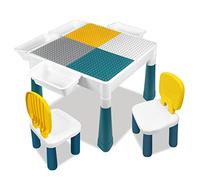 NAIZY Table pour Enfant avec 2 Chaises Ensemble de Chaises de Table de Jeu pour Partir de 3 Ans avec Boîte de Rangement et Plateau de Table Double Face Multifonction Réglable en Hauteur - Type B