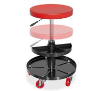 NAIZY Tabouret d'atelier avec roulettes - Rond - Hauteur réglable - Avec plateau à outils - Coussin - Planche de montage - Charge maximale : 150 kg - Pour atelier et garage