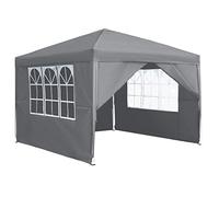 NAIZY Tonnelle pliable, 2,5 x 2,5 m, étanche, stable, résistante à l'hiver, pliable, avec 4 panneaux latéraux, fenêtres et sac de transport, tente de jardin, protection UV, tonnelle de barbecue, tente