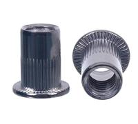 NAJDER Écrou à Rivet Acier Inoxydable Cranté M6, Écrous à Sertir Aveugles à Tête Plate M6x14,5 mm, 100 Pièces, Assortiment de 100 Écrous à Riveter Fileter, A2-AISI 304