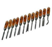 NAJDER Large Ensemble de Ciseaux à Bois, Outils Professionnels de Sculpture Gravure DIY, pour Sculpteur, Charpentier, Rond Biseauté, Manche en Frêne, 12 Éléments