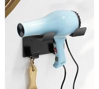 NAJIESUN Support Mural pour sèche-Cheveux - Support Mural en Acier Inoxydable - Compatible avec la Plupart des sèche-Cheveux, Noir.