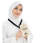 NAJMA Guide de Omra avec Lanière Tour de Cou Noir - Cartes Douas Omra en Français & Arabe - Guide Pratique Pèlerinage Omra Femme Homme - Accessoire Hajj & Omra Portable
