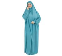 NAJMA,Jilbab Femme 1 Pièce Soie de Médine - Robe de Prière Islamique pour Omra & Hajj - Abaya Longue avec Hijab Intégré - Tenue Salat Musulmane (Vert Emraude, 36-40)