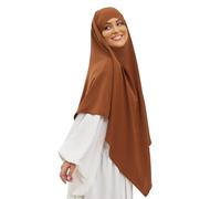 NAJMA Khimar soie de médine,khimar hijab à enfiler haut jilbab pour femme musulmane voilée (marron)