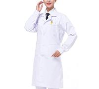 NAJZYBA Blouse Blanche Chimie Lycee Coton laboratoire Blouse Medicale blanc manches longues Blouse medicale femme/homme (FR/ES, Alpha/lettres, 3TG, Taille normale, Taille normale, Madame)