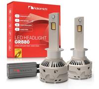 Nakamichi Ampoules LED H1 De Remplacement GR880 Series, 33,000 Lumens 300W Par Jeu, Blanc Xénon Ultra Brillant, Branchez Et Jouez, Feux De Route Et Feux De Croisement, Lot De 2, 6000K, H1