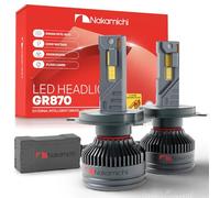 Nakamichi Ampoules LED Rechange GR870 Series H4, 31,000 Lumens, 200 Par Lot, Blanc Froid Ultra Brillant, Branchez Jouez, Feux De Route Et Feux De Croisement, Lot De 2, 6000K, H4 (HB2 9003)