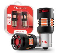 Nakamichi Ampoules LED Voiture 7507 BAU15S PY21W Canbus Sans Erreur, 30-SMD 3020 Ultra Lumineux Ventilateur 12 000 tr/min Feux stop Clignotants Stationnement (Ambre Giallo, 30 LED, Lot de 2)