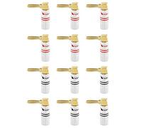 Nakamichi Excel Series 90 degrés Fiche banane plaquée or 24K 12-18 AWG pour haut-parleurs Amplificateur Hi-Fi Récepteur AV Stéréo audio Connecteur (90 Degrés Connecteur, 12 pièces (6 paires))