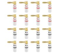 Nakamichi Excel Series 90 degrés Fiche banane plaquée or 24K 12-18 AWG pour haut-parleurs Amplificateur Hi-Fi Récepteur AV Stéréo audio Connecteur (90 Degrés Connecteur, 16 pièces (8 paires))