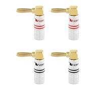 Nakamichi Excel Series 90 degrés Fiche banane plaquée or 24K 12-18 AWG pour haut-parleurs Amplificateur Hi-Fi Récepteur AV Stéréo audio Connecteur (90 Degrés Connecteur, 4 pièces (2 paires))
