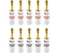 Nakamichi Excel Series BFA Fiche banane plaquée or 24K 12-18 AWG Calibre 4 mm pour haut-parleurs Amplificateur Hi-Fi Récepteur AV Stéréo audio Connecteur (Fiches Banane BFA, 10-pièces (5 paires))