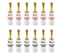 Nakamichi Excel Series BFA Fiche Banane plaquée Or 24K 12-18 AWG Calibre 4 mm pour Haut-parleurs Amplificateur Hi-FI Récepteur AV Stéréo Audio Connecteur (Fiches Banane BFA, 12 pièces (6 Paires))