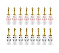 Nakamichi Excel Series BFA Fiche banane plaquée or 24K 12-18 AWG Calibre 4 mm pour haut-parleurs Amplificateur Hi-Fi Récepteur AV Stéréo audio Connecteur (Fiches Banane BFA, 16 pièces (8 paires))
