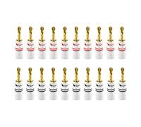 Nakamichi Excel Series BFA Fiche Banane plaquée Or 24K 12-18 AWG Calibre 4 mm pour Haut-parleurs Amplificateur Hi-FI Récepteur AV Stéréo Audio Connecteur (Fiches Banane BFA, 20 pièces (10 Paires))