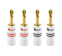 Nakamichi Excel Series BFA Fiche banane plaquée or 24K 12-18 AWG Calibre 4 mm pour haut-parleurs Amplificateur Hi-Fi Récepteur AV Stéréo audio Connecteur (Fiches Banane BFA, 4 pièces (2 paires))