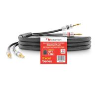 Nakamichi Excel Series Fiche banane plaquée or 24 carats avec câble de haut-parleur 99.9% en cuivre sans oxygène (OFC) tressé robuste pour amplificateur Hi-Fi - Noir (14 AWG / 6 pieds / 1.8 m)