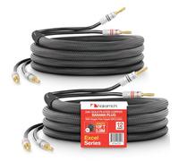 Nakamichi Excel Series Fiche banane plaquée or 24 carats avec câble de haut-parleur 99.9% en cuivre sans oxygène (OFC) tressé robuste certifié CL2 - Noir (12 AWG / 10 pieds / 3,0 m) lot de 2
