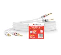 Nakamichi Excel Series Fiche banane plaquée or 24 carats avec câble de haut-parleur 99.9% en cuivre sans oxygène (OFC) tressé robuste pour amplificateur Hi-Fi - Blanc (14 AWG / 6 pieds / 1.8 m)