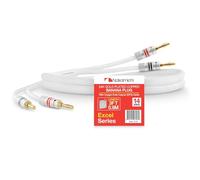 Nakamichi Excel Series Fiche banane plaquée or 24 carats avec câble de haut-parleur 99.9% en cuivre sans oxygène (OFC) tressé robuste pour amplificateur Hi-Fi - Blanc (14 AWG / 3 pieds / 0.9 m)