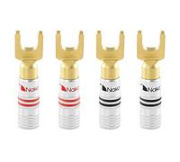 Nakamichi Excel Series Fiche Banane plaquée Or 24K 12-18 AWG Calibre 4 mm pour Haut-parleurs Amplificateur Hi-FI Récepteur AV Stéréo Audio Connecteur à vis 4 pièces (2 Paires) Connecteur Fourche