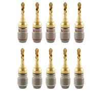 Nakamichi FanLock Fiche banane BFA plaquée or 24K 10 AWG - 18 AWG Calibre 4 mm pour haut-parleurs Amplificateur Hi-Fi Stéréo Home Cinéma Audio Fil Câble Rapide Connecteur, 10 pièces (5 paires)