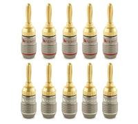 Nakamichi FanLock Fiche banane plaquée or 24K 10 AWG - 18 AWG Calibre 4 mm pour haut-parleurs Amplificateur Hi-Fi Récepteur Stéréo Home Cinéma Audio Fil Câble Rapide Connecteur, 10 pièces (5 paires)