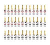 Nakamichi Fiche banane plaquée or 24K 12 AWG - 18 AWG Calibre 4 mm pour haut-parleurs Amplificateur Hi-Fi Récepteur AV Stéréo Home Cinéma Audio Fil Câble Connecteur à vis 36 pièces (18 paires)