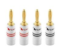 Nakamichi Fiche banane plaquée or 24K 12 AWG - 18 AWG Calibre 4 mm pour haut-parleurs Amplificateur Hi-Fi Récepteur AV Stéréo Home Cinéma Audio Fil Câble Connecteur à vis 4 pièces (2 paires)