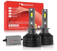 Nakamichi GR850 Série H1 Ampoules LED de Remplacement, 30000 Lumens 170W Par Ensemble, Blanc Froid Super Lumineux, Brancher et Utiliser, Feux de Croisement et de Route, Lot de 2 6000K, H1