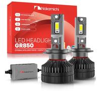 Nakamichi GR850 Série H7 Ampoules LED de Remplacement, 30000 Lumens 170W Par Ensemble, Blanc Froid Super Lumineux, Brancher et Utiliser, Feux de Croisement et de Route, Lot de 2 (4300K, H7)