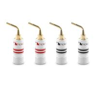 Nakamichi GrubLock Fiches Banane à Broche 2 mm Plaquées Or 24K, pour Câbles d’Enceintes 10 AWG - 18 AWG Bornes à Ressort, Haut-Parleurs et Amplificateurs Hi-FI Connecteur à Vis, 4 Pièces (2 Paires)