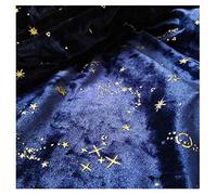 NAKAN 155x100cm Stretch Tissu Velours Motif étoile Lune Douce pour L'artisanat De Bricolage, Costume de Vêtements, Décoration, Toile de Fond Photo(Color:Bleu,Size:2m)