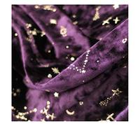 NAKAN 155x100cm Stretch Tissu Velours Motif étoile Lune Douce pour L'artisanat De Bricolage, Costume de Vêtements, Décoration, Toile de Fond Photo(Color:Violet,Size:1m)