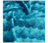 NAKAN Tissu 100% Coton Impression Dégradée D'écailles De Poisson Écailles de Sirène Tissu Décoratif Géométrique pour Couture, Bricolage Vêtements, 130cm Large(Color:Sarcelle,Size:3m)