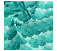 NAKAN Tissu 100% Coton Impression Dégradée D'écailles De Poisson Écailles de Sirène Tissu Décoratif Géométrique pour Couture, Bricolage Vêtements, 130cm Large(Color:Vert,Size:2m)