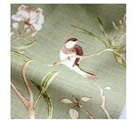 NAKAN Tissu D'ameublement Style Rustique au Mètre 280x100cm Largeur Tissu Polyester Imprimé Floral Oiseaux Verts pour Chaises Ameublement, Décoration, Bricolage(Size:1m)