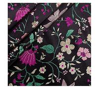 NAKAN Tissu de Brocart Satin Soyeux Motif de Fleurs Tissu D'artisanat Traditionnel Chinois pour Coussin, Sacs, Décorations pour Maison, Costume, Largeur 90cm(Size:5m,Color:Noir)