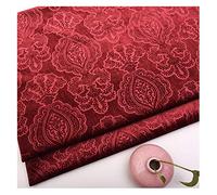 NAKAN Tissu de Velours à Motif de Fleurs au Mètre 145cm de Large Tissu de Velours Décoratif Floral pour Meubles Rembourrage, Bricolage, Rideau, Décoration Intérieure(Color:red2)