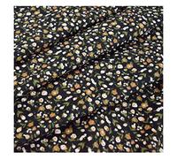 NAKAN Tissu Velours Côtelé Imprimé Floral Noir Tissu de Fabrication de Robe de Fibre de Mélange de Polyester pour Les Vêtements, L'artisanat de Bricolage, Décoration Largeur 145cm(Size:3m)