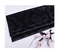 NAKAN Tissu Velours Doux au Mètre 140cm de Large Gaufrage Motif Floral Matière Velours Rembourrage Draperie Tissus pour La Couture Artisanale, Coussin, Mobilier(Color:Noir)
