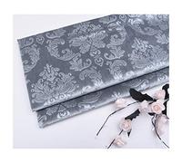 NAKAN Tissu Velours Doux au Mètre 140cm de Large Gaufrage Motif Floral Matière Velours Rembourrage Draperie Tissus pour La Couture Artisanale, Coussin, Mobilier(Color:Gris Argent)