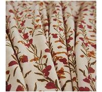 NAKAN Vintage Rustique Tissu en Velours Côtelé au Mètre Tissu à Fleurs Imprimées 145cm de Largeur Tissu Artisanal en Mélange de Polyester pour La Couture De Vêtements De Bricolage(Size:1m)