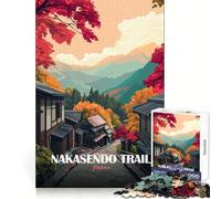 Nakasendo Trail,Puzzle de 1000 pièces représentant des paysages d'automne au Japon,idéal pour Les Adolescents Stimule Le Cerveau,se détend et s'évade grâce à Son Assemblage Solide et élégant Cadeau