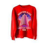 Nakatomi Plaza Party 1988 Pull de Noël moche pull de Noël grossier Motif film rétro des années 80, Rouge, M